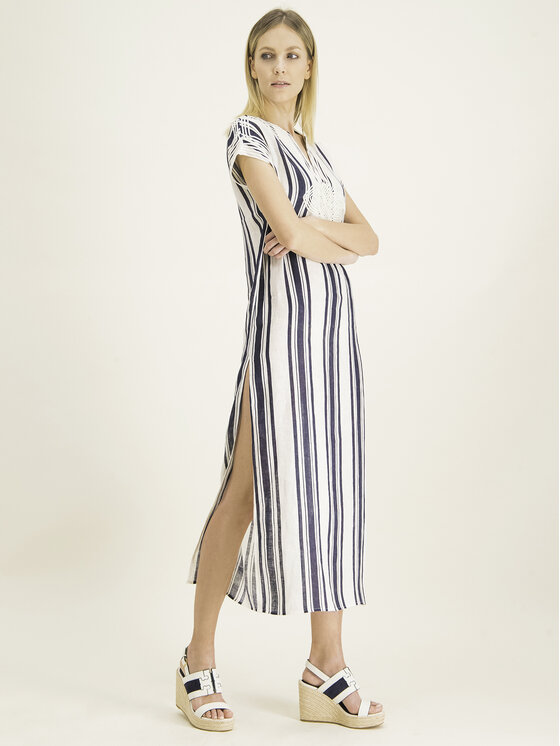 Tory Burch Tory Burch Nyári ruha Awning Stripe Caftan 57114 Bézs Regular Fit