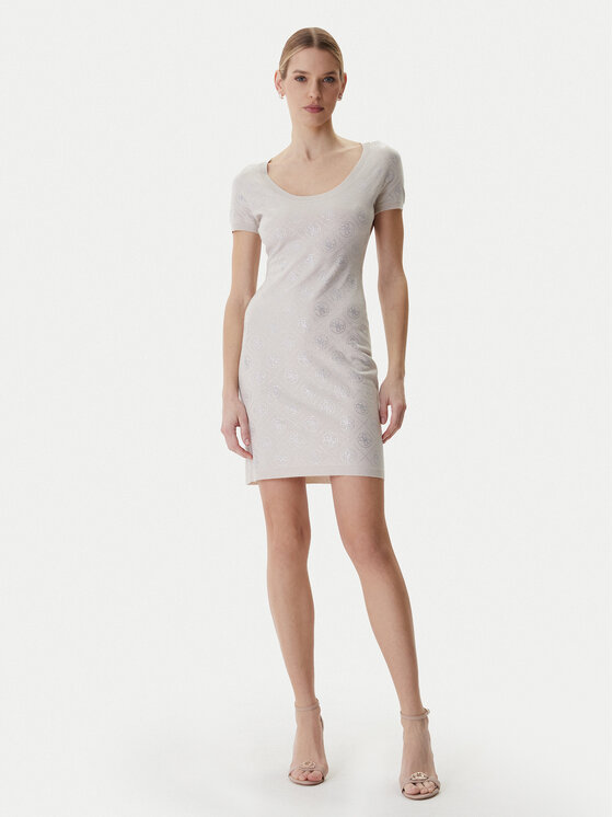 Guess Guess Trikotažinė suknelė W6RK92 Z3JD2 Smėlio Regular Fit
