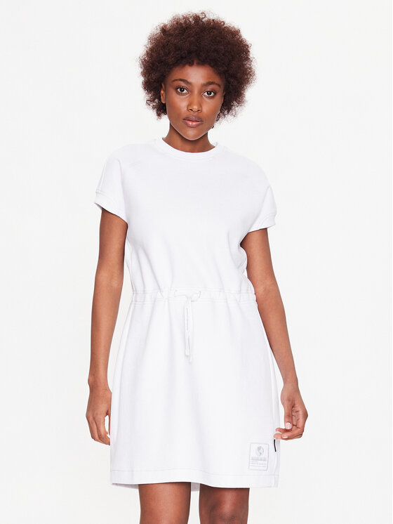 Napapijri Rochie tricotată J-Loja NP0A4H5X Alb Loose Fit