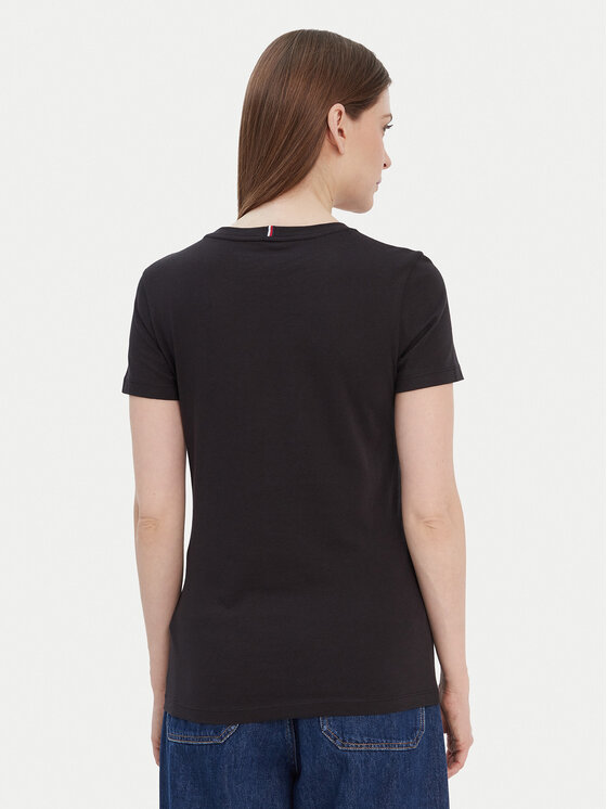 Tommy Hilfiger Tommy Hilfiger T-shirt Heritage Crew WW0WW22043 Crna Regular Fit