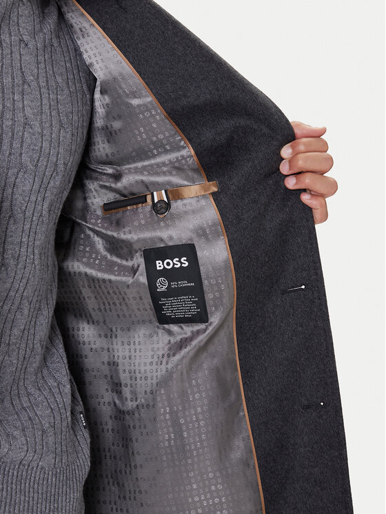 BOSS BOSS Płaszcz wełniany Hyde 50549187 Szary Slim Fit