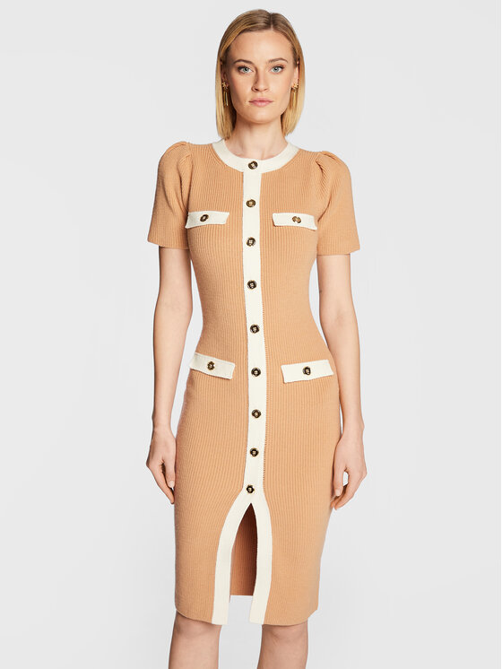 Elisabetta Franchi Elisabetta Franchi Úpletové šaty AM-69Q-26E2-V470 Béžová Slim Fit