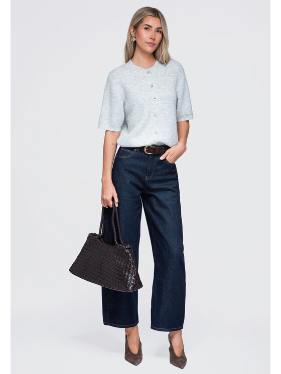 Ombre Ombre Bluzka OW-TS-E0091 Szary Relaxed Fit
