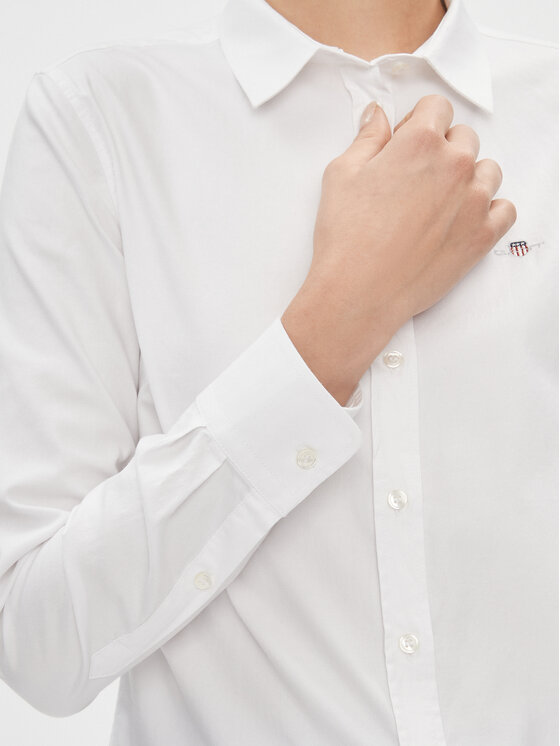 Gant Gant Koszula Slim Stretch Oxford 4300141 Biały Slim Fit