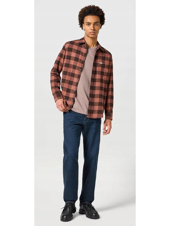 Wrangler Wrangler T-shirt Longsleeve Graphic Tee Marrone Relaxed Fit