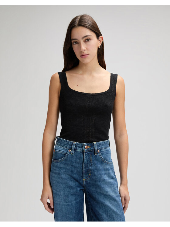 Lee Lee Koszula KNITTED TANK Czarny Slim Fit
