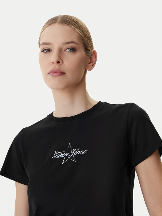 Guess Jeans Guess Jeans T-Shirt W6RI18 J1314 Czarny Regular Fit