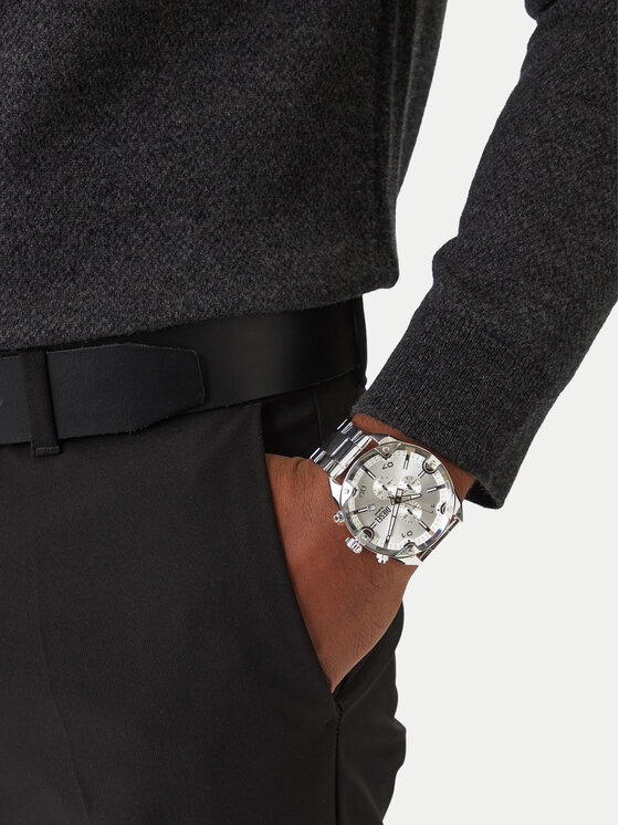Diesel Diesel Hodinky Spiked Chronograph DZ4677 Stříbrná