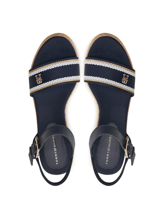 Tommy Hilfiger Tommy Hilfiger Espadrilky Webbing Wedge Sandal FW0FW08044 Tmavomodrá