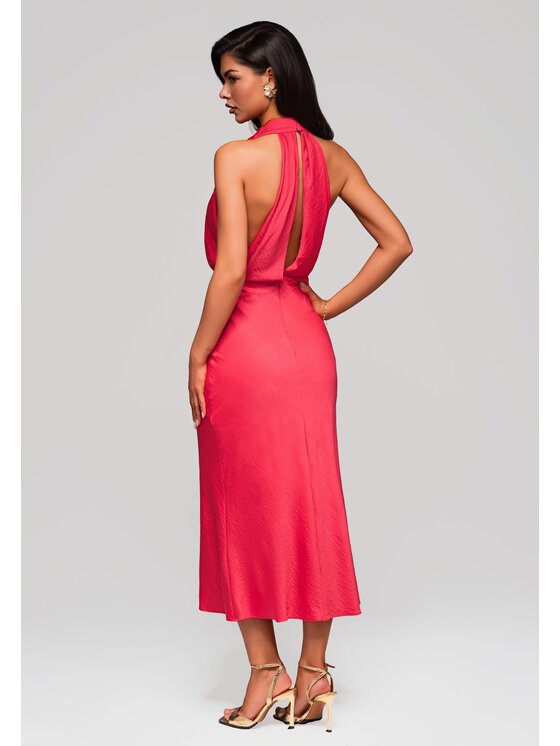 Ombre Ombre Sukienka wieczorowa LA-OM-DLR129 Koralowy Slim Fit