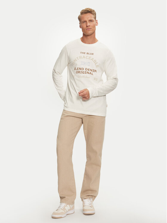 Blend Blend Majica dugih rukava Tee 20717833 Écru Regular Fit