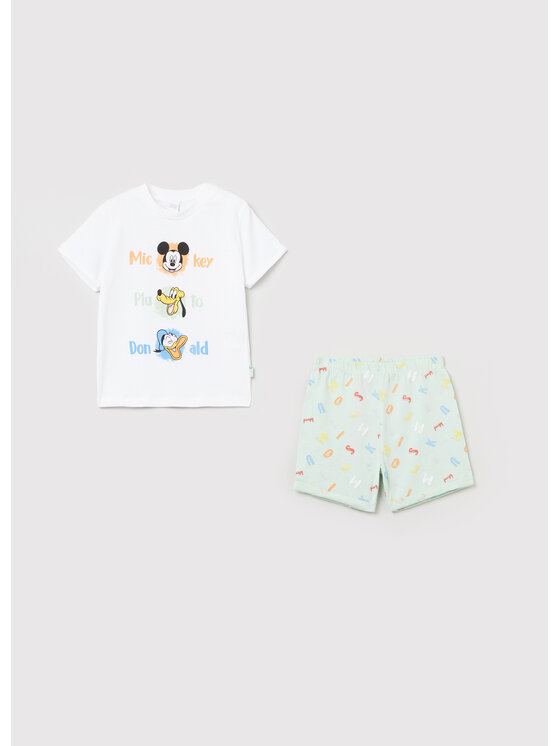 OVS Комплект тишърт и спортни шорти DISNEY 1516696 Зелен Regular Fit
