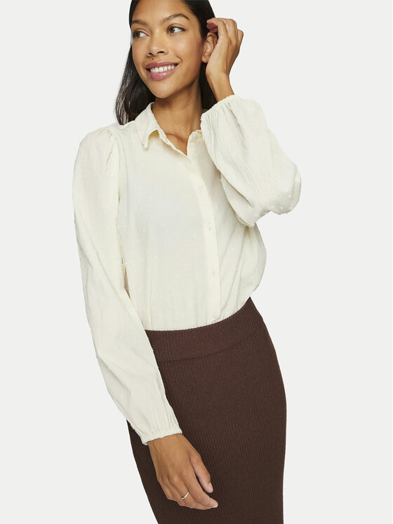Vila Vila Camicia Brietta 14102572 Écru Regular Fit
