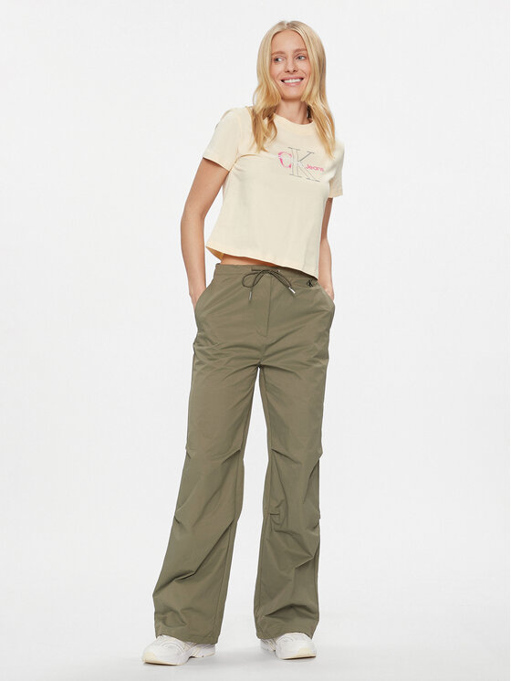 Calvin Klein Jeans Calvin Klein Jeans Kalhoty z materiálu Parachute Pant J20J222609 Khaki Regular Fit