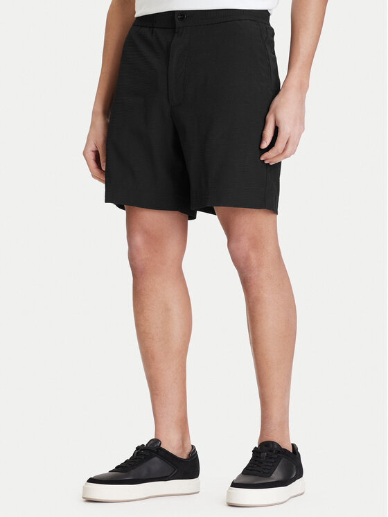 Calvin Klein Pantalon scurți din material LV04LF610G Negru Straight Fit
