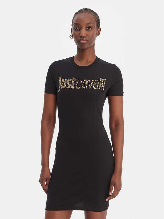 Just Cavalli Rochie de zi 80PAOE21 CJ112 Negru Slim Fit