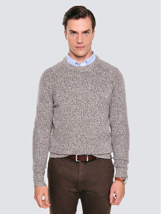 BIG STAR BIG STAR Sweter WALTERO Brązowy Basic Fit
