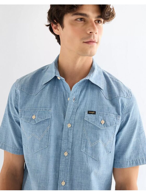 Wrangler Wrangler Koszula SS WESTERN SHIRT Niebieski Regular Fit