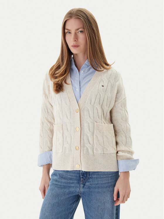 Tommy Hilfiger Tommy Hilfiger Kardigán WW0WW43089 Bézs Regular Fit