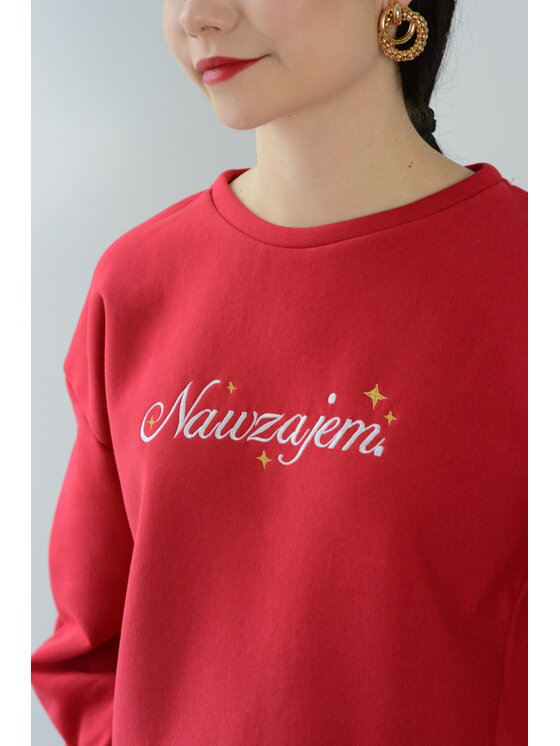White Rvbbit White Rvbbit Bluza świąteczna "Nawzajem." Czerwony Regular Fit