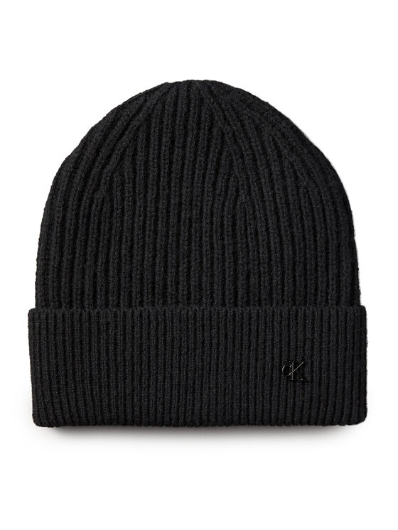 Calvin Klein Czapka Ck Metal Wool Beanie LV04D8032G Czarny
