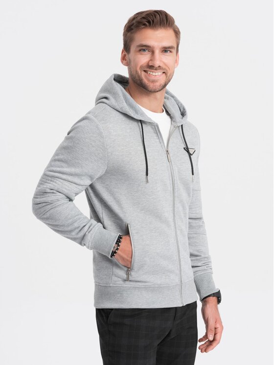 Ombre Ombre Mikina OM-SSZP-22SS-010 Šedá Regular Fit