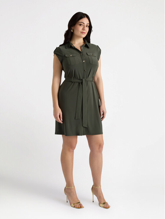 Fiorella Rubino Fiorella Rubino Vestito da giorno 7455L001125N035 Verde Slim Fit