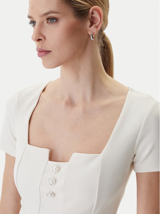 Guess Guess Блузка W6RP08 KCBO2 Écru Classic Fit