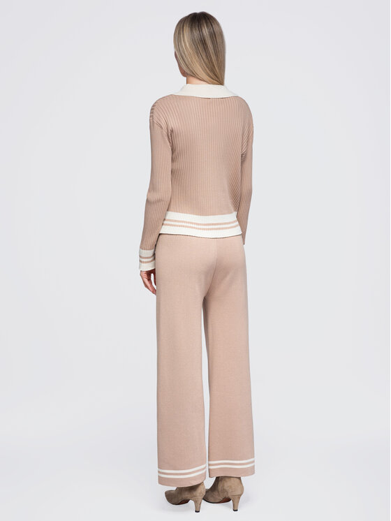 Ombre Ombre Komplet bluzka i spodnie OW-SE-E0002 Beżowy Regular Fit