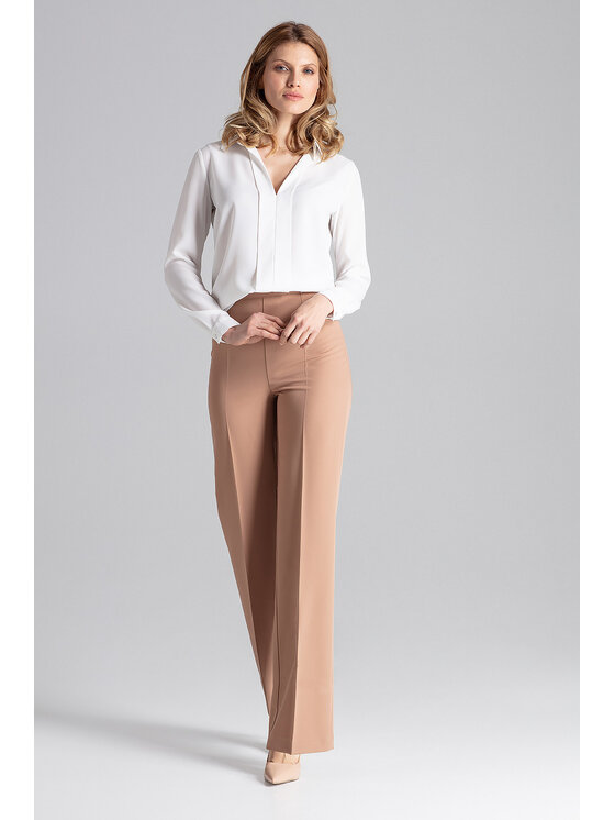 FIGL FIGL Kalhoty z materiálu M657 Hnědá Regular Fit