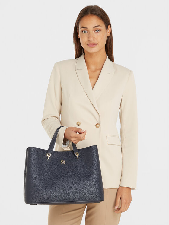 Tommy Hilfiger Tommy Hilfiger Torbica Th Emblem Satchel AW0AW15177 Tamnoplava