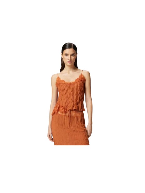 PINKO PINKO Top TOP TIC TAC GEORGETTE Brązowy Slim Fit