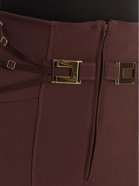 Elisabetta Franchi Elisabetta Franchi Hlače iz tkanine PA-158-61E2-V350 Rjava Skinny Fit