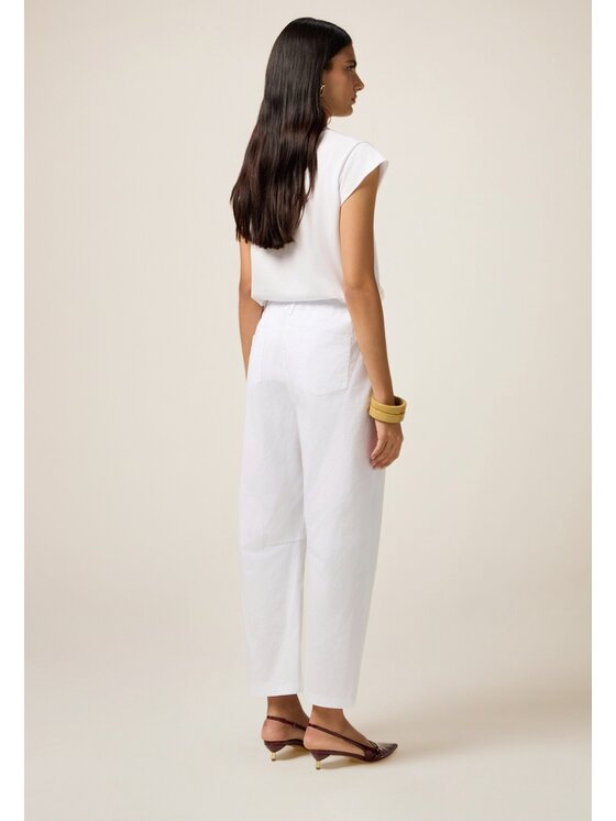 Oltre Oltre Pantaloni di tessuto P700J002474N011 Bianco Boy Fit