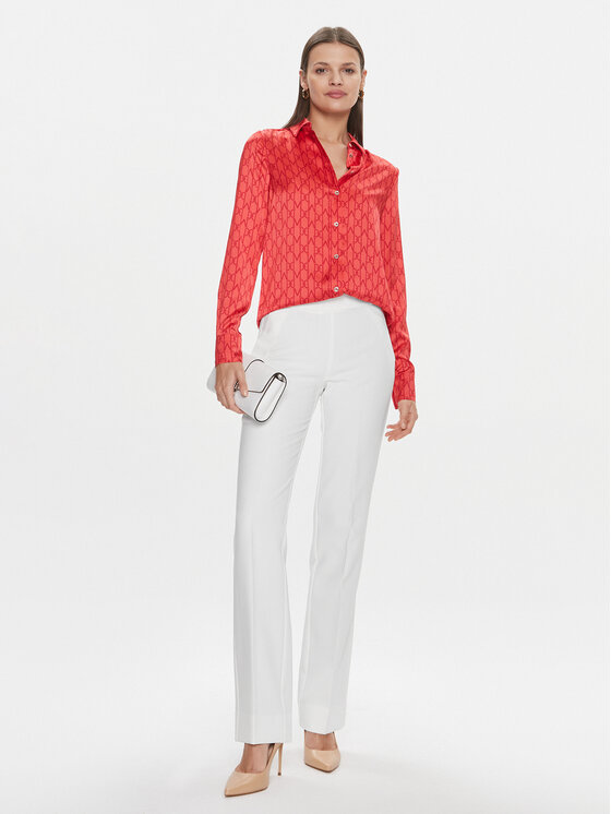 Marciano Guess Marciano Guess Kalhoty z materiálu Sally 3BGB29 7046A Bílá Straight Fit