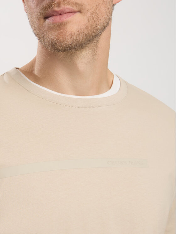 Cross Jeans Cross Jeans T-Shirt 16052-105 Beżowy Regular Fit