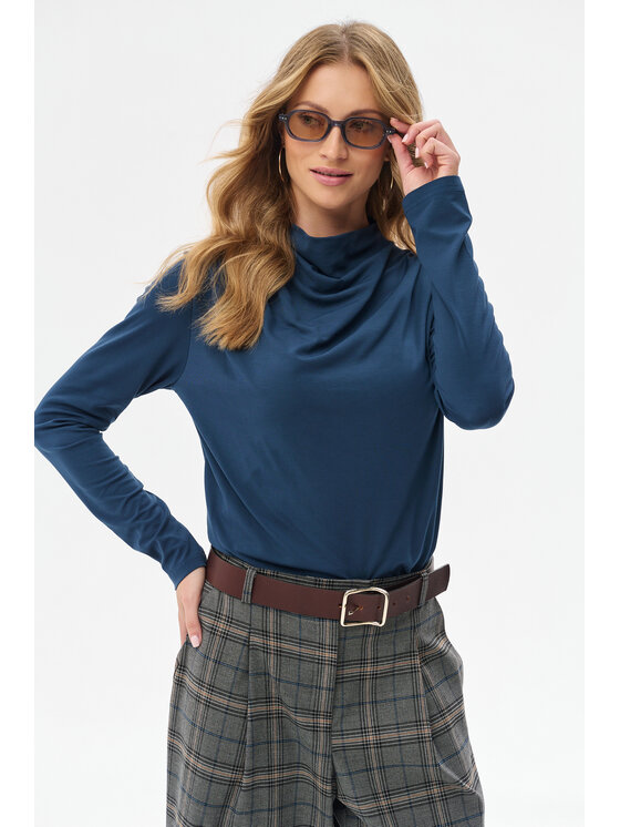 blue shadow blue shadow Bluzka Nicole Turkusowy Regular Fit
