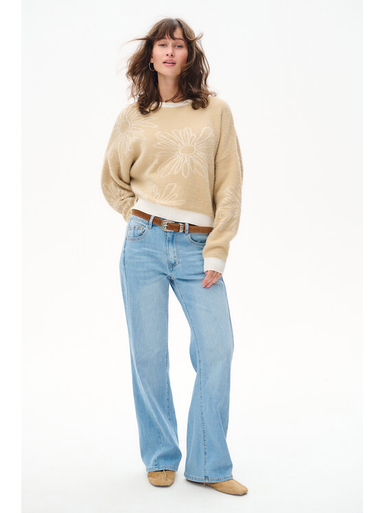blue shadow blue shadow Sweter Taris Beżowy Regular Fit