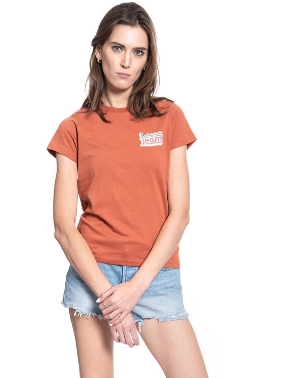 Lee Lee T-Shirt CREW NECK TEE Pomarańczowy Regular Fit