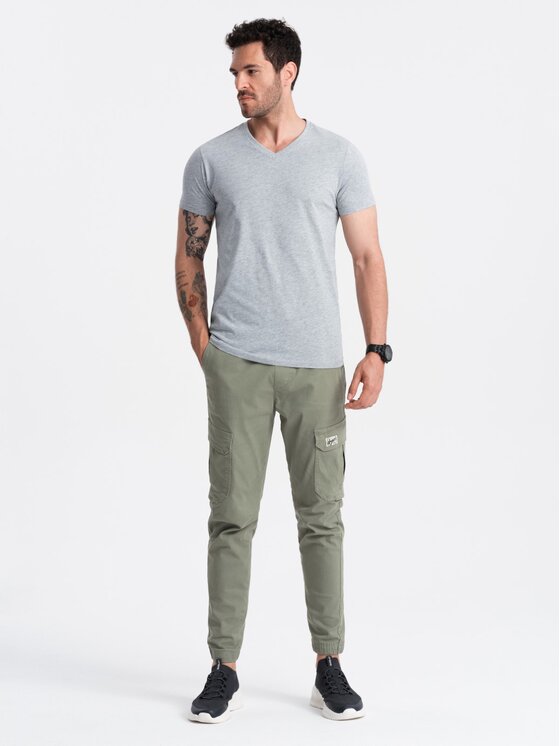 Ombre Ombre T-Shirt OM-TSBS-0145 Šedá Regular Fit