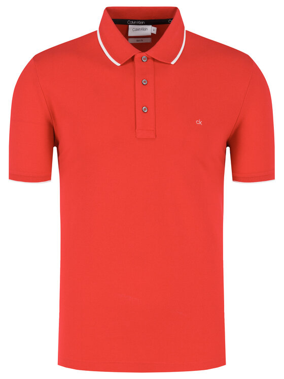 Calvin Klein Calvin Klein Polo marškinėliai Tipping K10K104915 Raudona Slim Fit