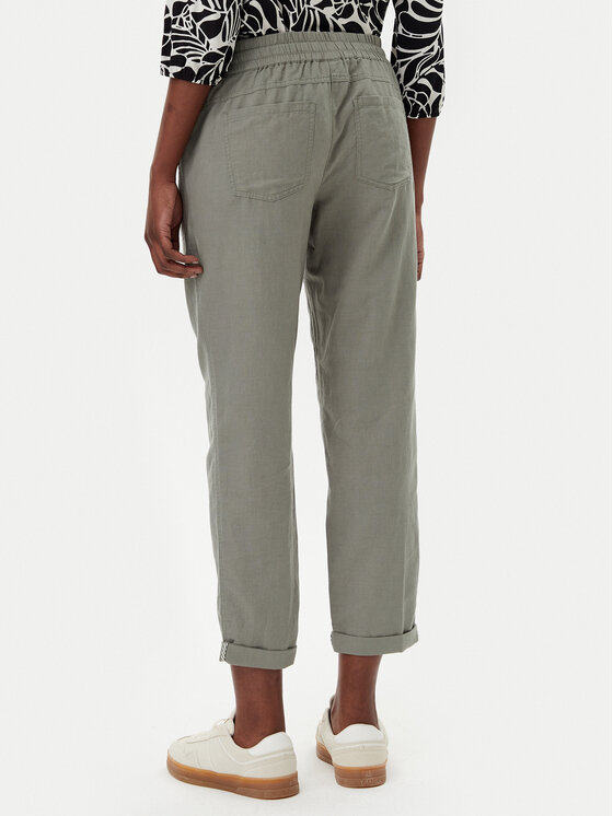 Olsen Olsen Kalhoty z materiálu 14002404 Zelená Straight Fit