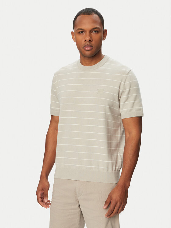 BOSS Tricou Kanacho 50561004 Gri deschis Regular Fit