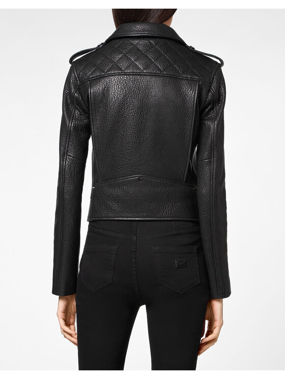 PHILIPP PLEIN PHILIPP PLEIN Giacca di pelle 5813 Nero Slim Fit