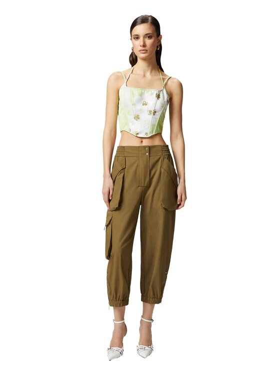 PINKO PINKO Top Canarino bustino duchesse stampato Verde Regular Fit