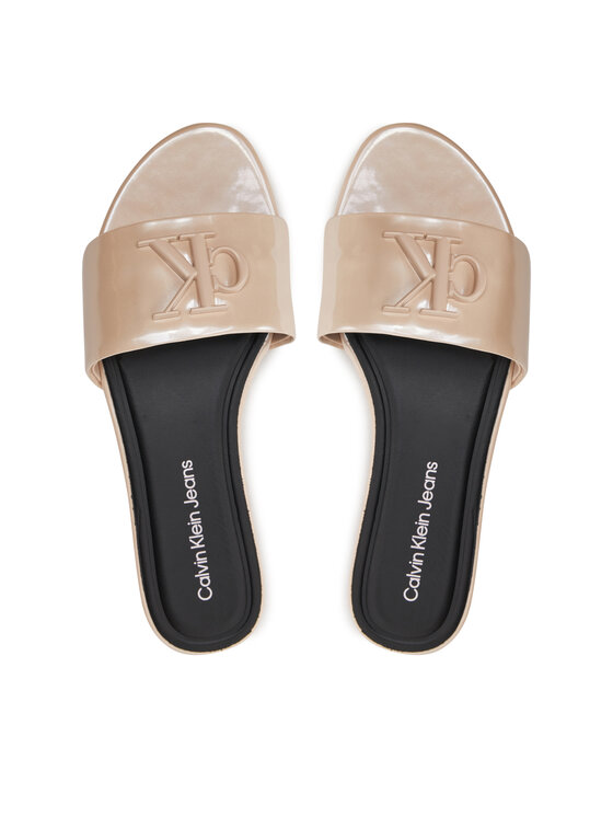 Calvin Klein Jeans Calvin Klein Jeans Šľapky Flat Sandal Slide Mg Met YW0YW01348 Béžová