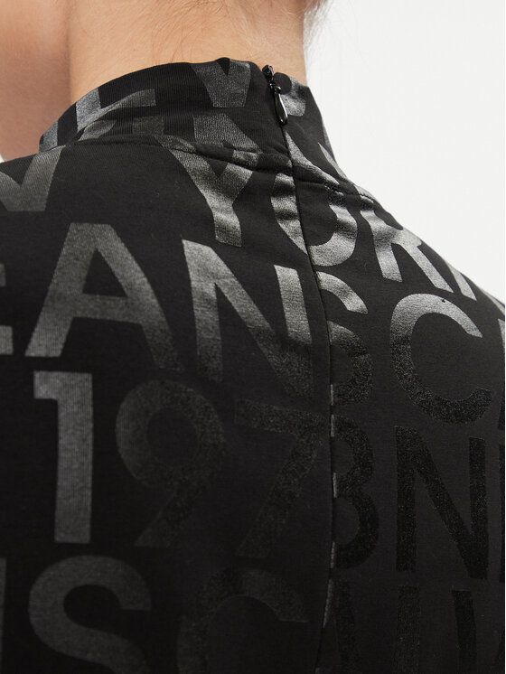 Calvin Klein Jeans Calvin Klein Jeans Φόρεμα καθημερινό Logo Aop Long Sleeve Dress J20J222989 Μαύρο Slim Fit