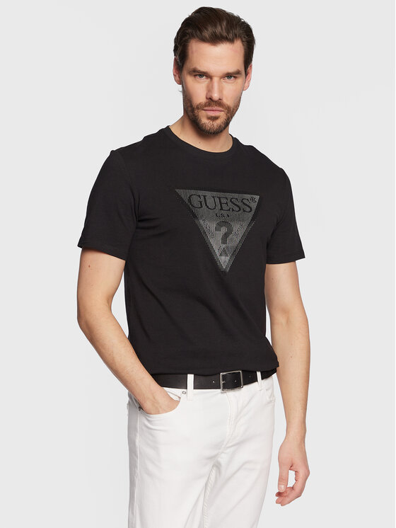 Guess Guess Футболка Shiny Gel Triangle M3GI33 J1314 Чорний Slim Fit
