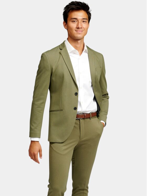 TeeShoppen TeeShoppen Marynarka 'Perform Collection' Zielony Slim Fit