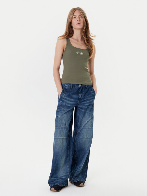 Guess Jeans Guess Jeans Marškinėliai W5YP35 KA0H1 Chaki Regular Fit